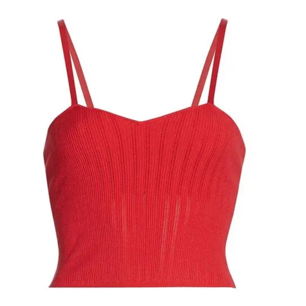 Alice + Olivia Lauretta Cami Knit Tank Top In Bright Poppy (red) Size Medium - Picture 7 of 16